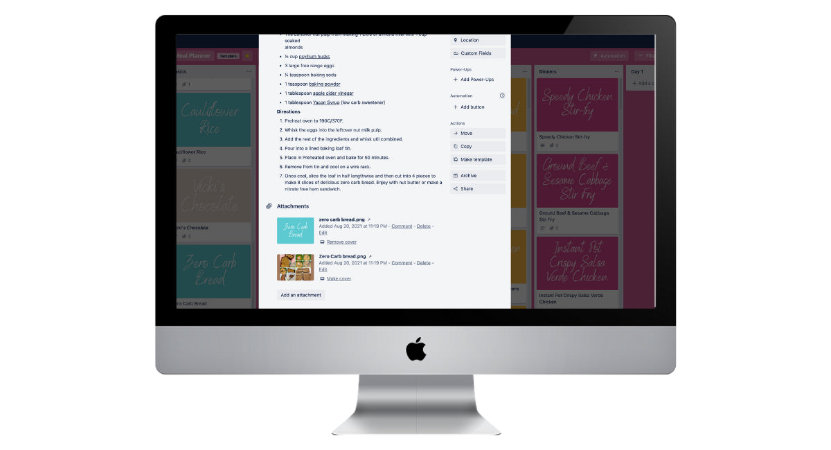 Low Carb Trello Meal Planner