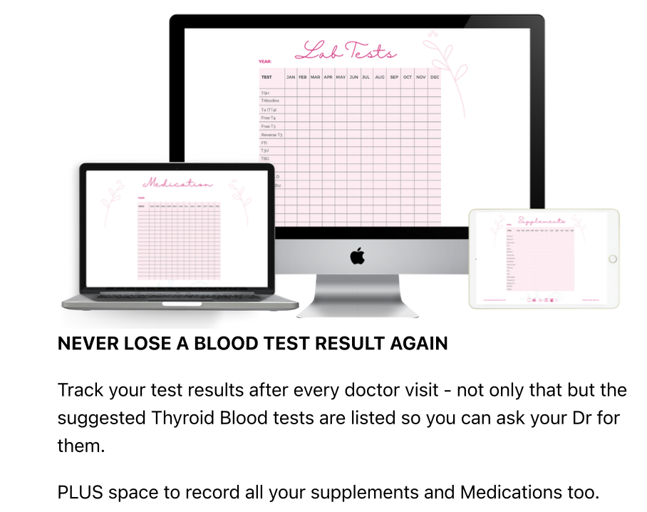 Hypothyroid Journal Health Tracker Blood Tests